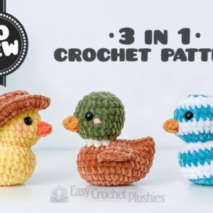 no sew rubber ducky crochet pattern easy amigurumi plushie fast 30 minutes 3 in 1 pdf