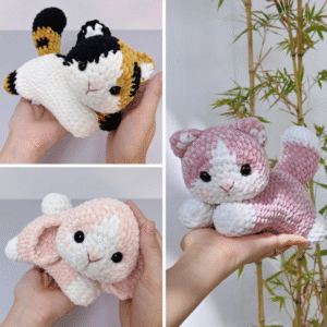crochet cat and bunny pattern bundle: sweetie fluffy (pdf pattern)