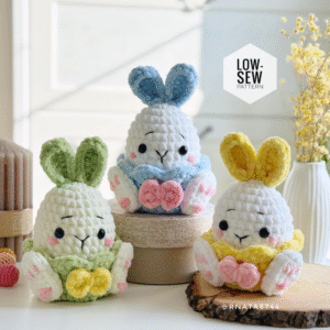 Home crochet easter bunny, easter decor, low sew pattern (pdf)