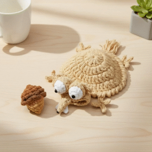 Home funny squirrel &acorn coaster crochet pattern